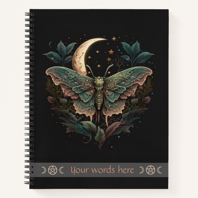 Create Your Own Iridescent Celestial Moth Floral Notebook (Front)