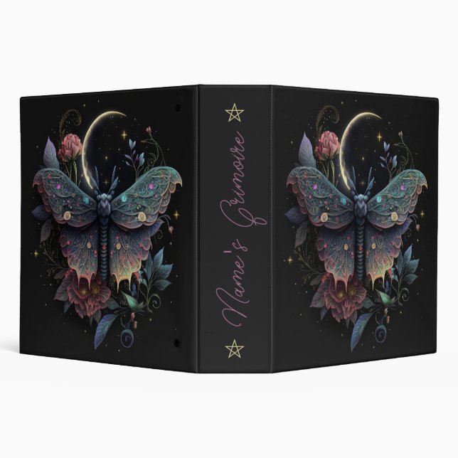 Create Your Own Iridescent Celestial Peony Moth 3 Ring Binder (Background)