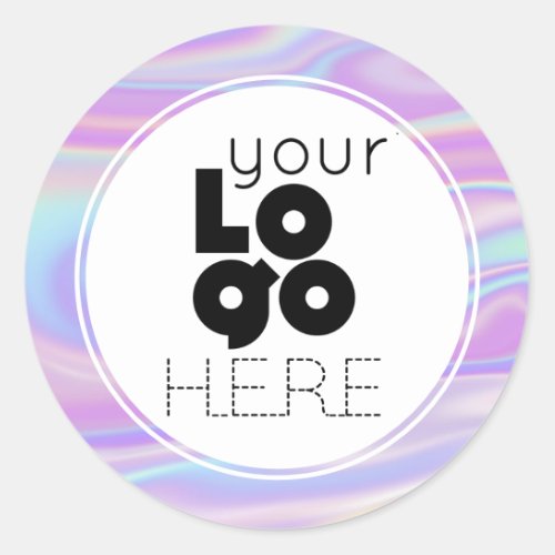 Create Your Own Iridescent Faux Holographic Logo Classic Round Sticker
