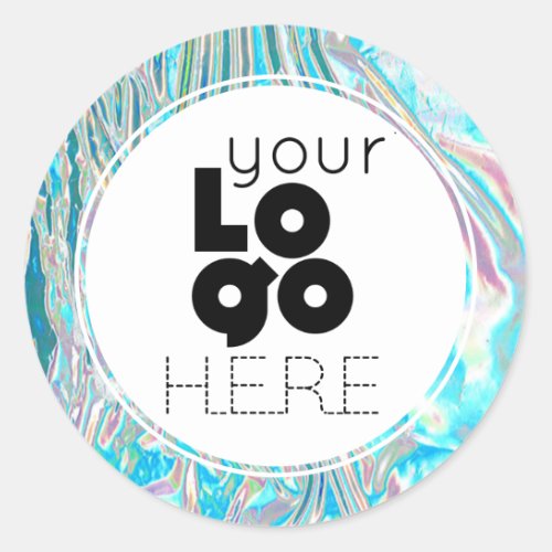 Create Your Own Iridescent Faux Liquid Foil Logo Classic Round Sticker
