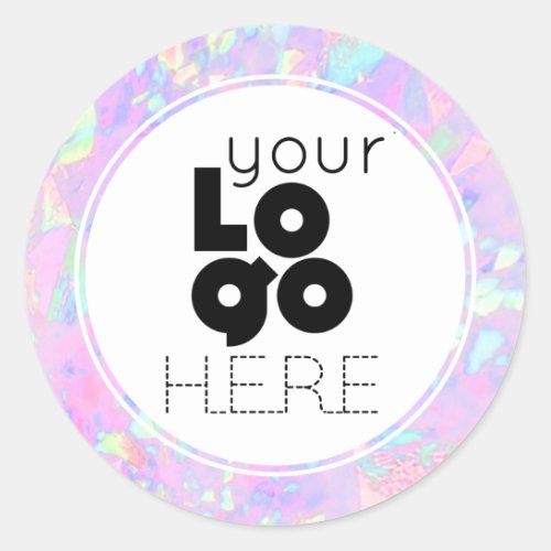 Create Your Own Iridescent Faux Opal Foil Logo Classic Round Sticker