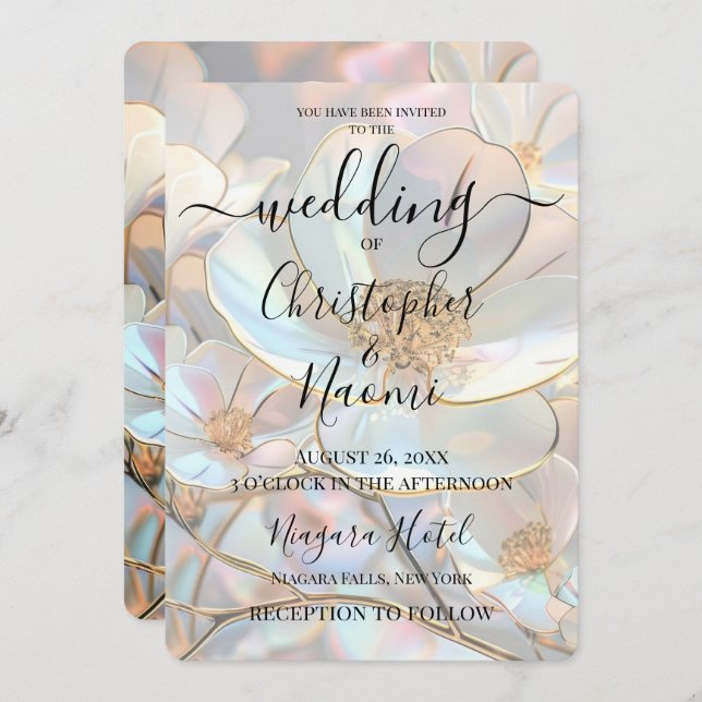 Create Your Own Iridescent Flowers Wedding Invitation (Front/Back)