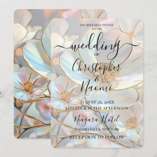 Create Your Own Iridescent Flowers Wedding Invitation