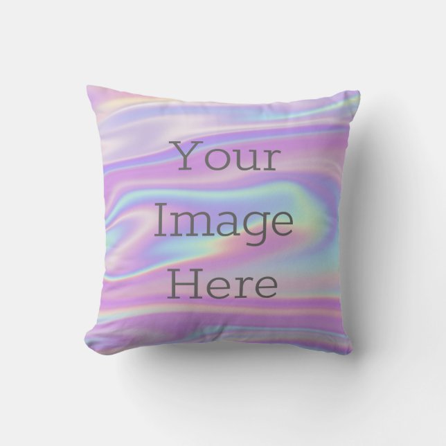 Create Your Own Iridescent Rainbow Swirl Faux Foil Throw Pillow (Front)