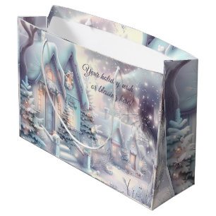 Create Your Own Iridescent Snowy Christmas Village Large Gift Bag