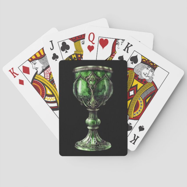 Create Your Own Jade Green Chalice Poker Cards (Back)