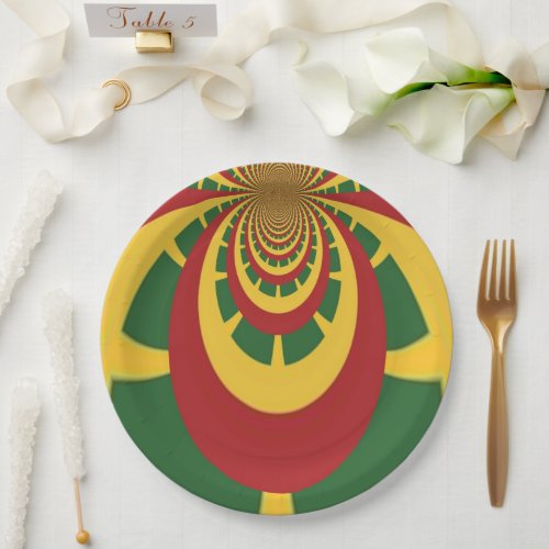 Create Your Own Jamaica Rasta Color Red Gold Green Paper Plates