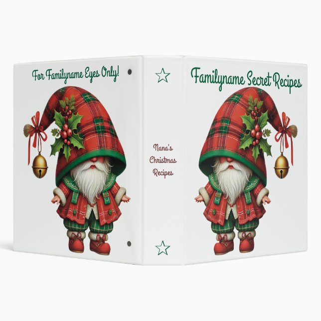 Create Your Own Jolly Christmas Plaid Gnome 3 Ring Binder (Background)