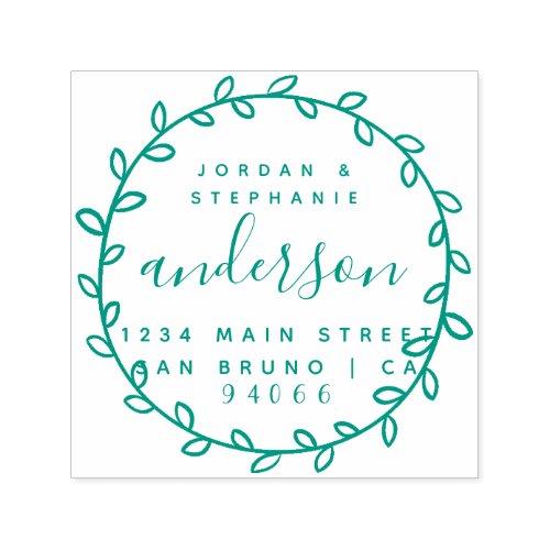 Create Your Own Just Married Wreath Return Address Self_inking Stamp