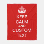 Create Your Own Keep Calm And Carry On Custom Text Fleece Blanket at Zazzle