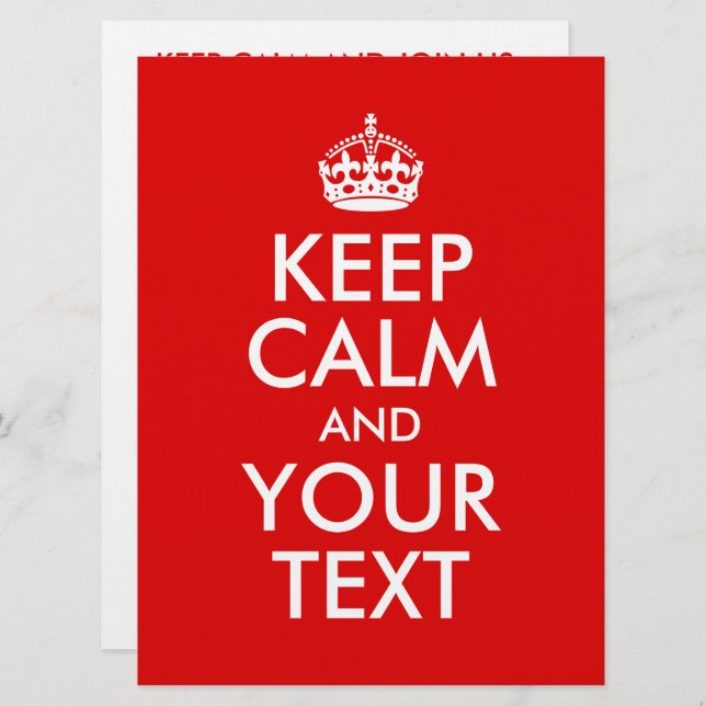 Create Your Own Keep Calm and Your Text Invitation (Front/Back)