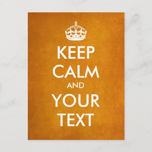 Create your own Keep Calm  Carry On gold foil Postcard