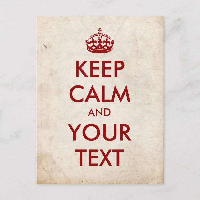 Create your own "Keep Calm" (dark red) Postcard (Front)