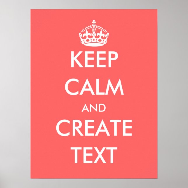 Create your own Keep calm poster | Coral pink (Front)