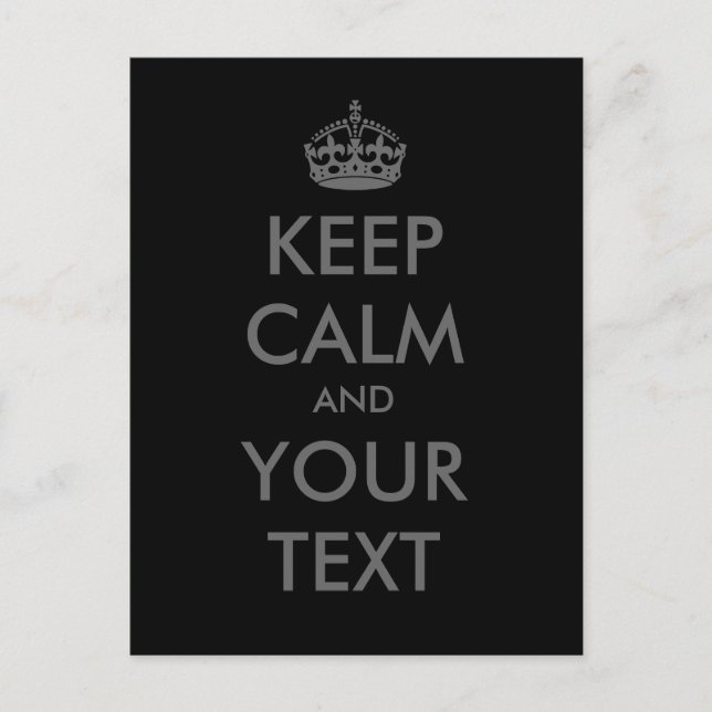 Create your own "Keep Calm" (silver and black) Postcard (Front)