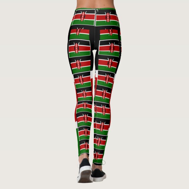 Create your Own Kenya Black Red Green  Runner Leggings (Back)