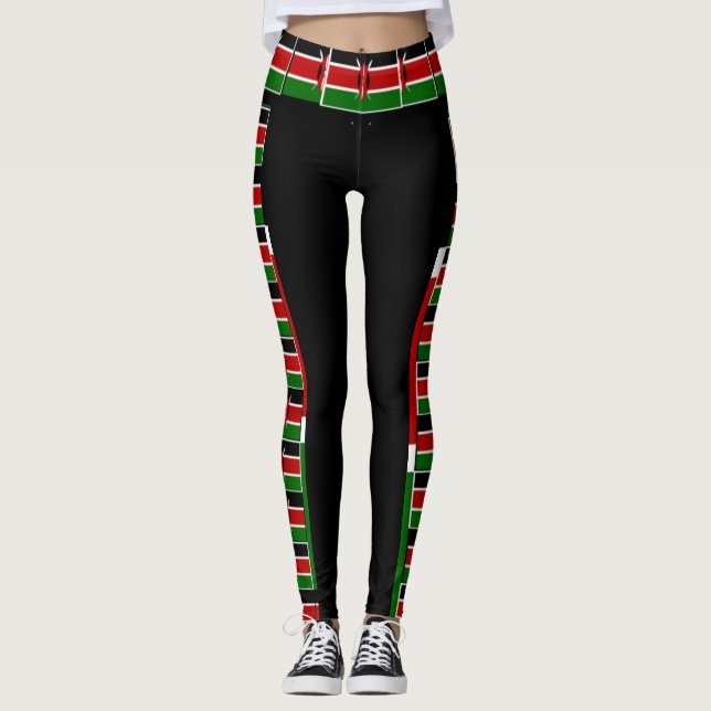 Create your Own Kenya National Flag Colors pattern Leggings (Front)