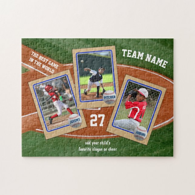 Create Your Own Kids Baseball Card Sports Collage Jigsaw Puzzle (Horizontal)