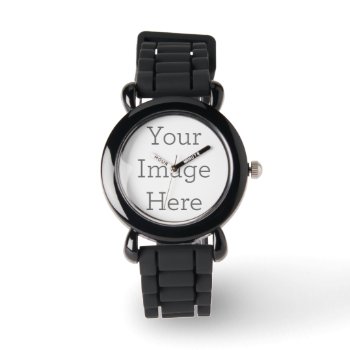 Create Your Own Kids Black Silicone Watch by zazzle_templates at Zazzle
