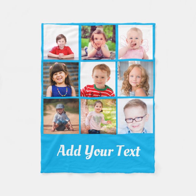 Create Your Own Kids Family Photos Collage Fleece Blanket (Front)