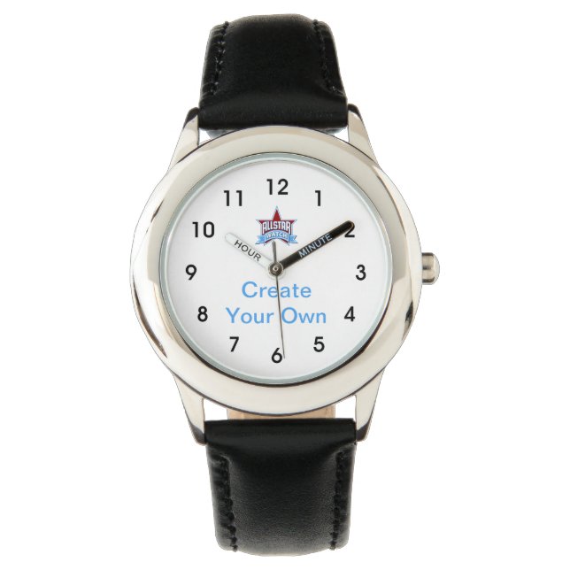 Create Your Own Kids Stainless Steel Black Watch (Front)