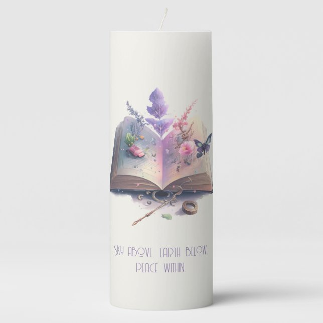 Create Your Own Kitchen Witch Spell Book Pillar Candle (Front)