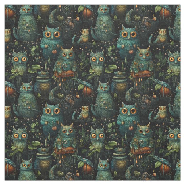 Create Your Own Kooky Goblins Black Fabric (Swatch)