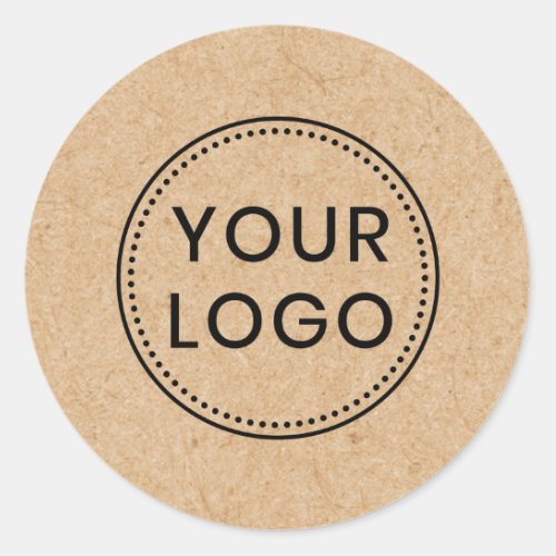 Create your own Kraft paper look custom logo text Classic Round Sticker