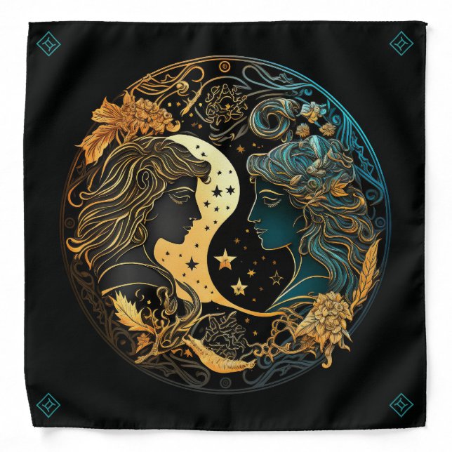 Create Your Own Large Celestial Gemini Zodiac Bandana (Front)