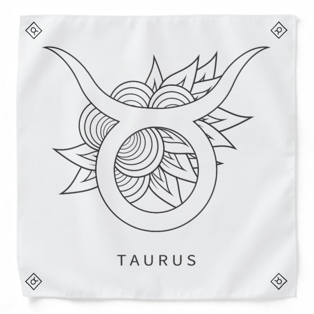 Create Your Own Large Elegant Black & White Taurus Bandana (Front)
