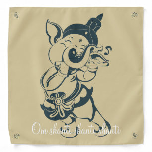 Create Your Own Large Green & Gold Ganesh Flute Bandana