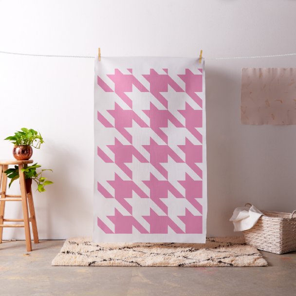 White & Pink Houndstooth Seamless Pattern Fabric Zazzle
