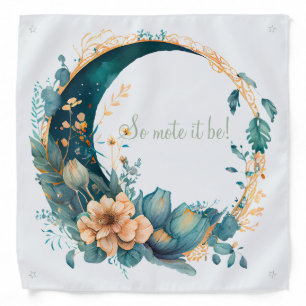 Create Your Own Large Peach & Teal Floral Moon Bandana