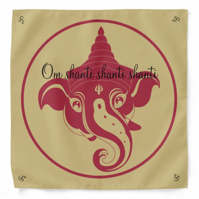 Create Your Own Large Red & Gold Ganesh Bandana (Front)