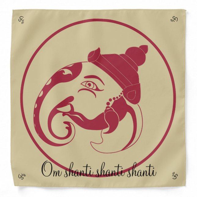 Create Your Own Large Red & Gold Ganesh Profile Bandana (Front)