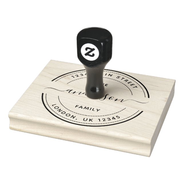 Create Your Own Large Round Family Name Rubber Stamp (Stamp)