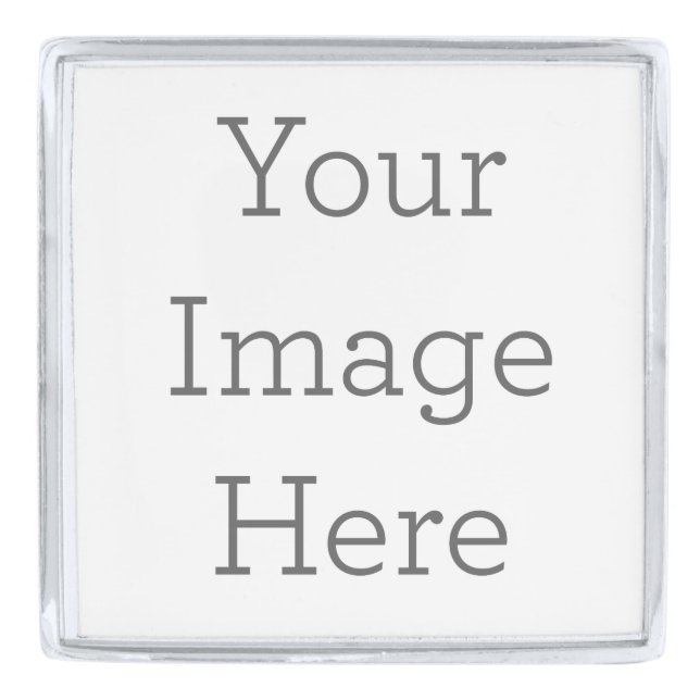 Large Square Lapel Pin, Silver Plated (Front)