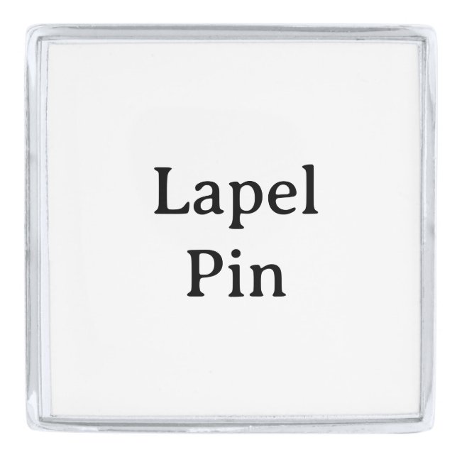 Create Your Own Large Square Silver Finish Lapel Pin (Front)