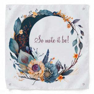 Create Your Own Large Teal & Gold Floral Moon Bandana