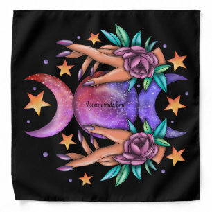 Create Your Own Large Triple Moon Goddess & Roses Bandana