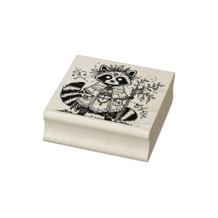 Create Your Own Laureled Raccoon Traveler Rubber Stamp