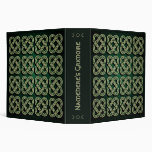 Create Your Own Leafy Square Green Celtic Knotwork 3 Ring Binder