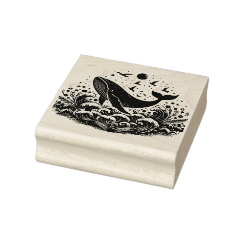 Create Your Own Leaping Humpback Whale Waves Rubber Stamp