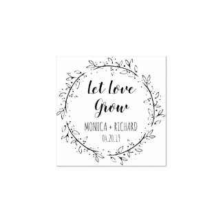 Create Your Own Let Love Grow Typography Wedding Rubber Stamp