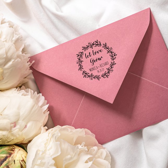 Create Your Own Let Love Grow Typography Wedding Rubber Stamp (Creator Uploaded)