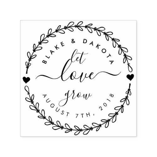 Create Your Own Let Love Grow Wedding Date Self_inking Stamp