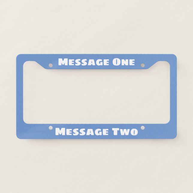Create Your Own Light Blue White Text Template License Plate Frame (Front)