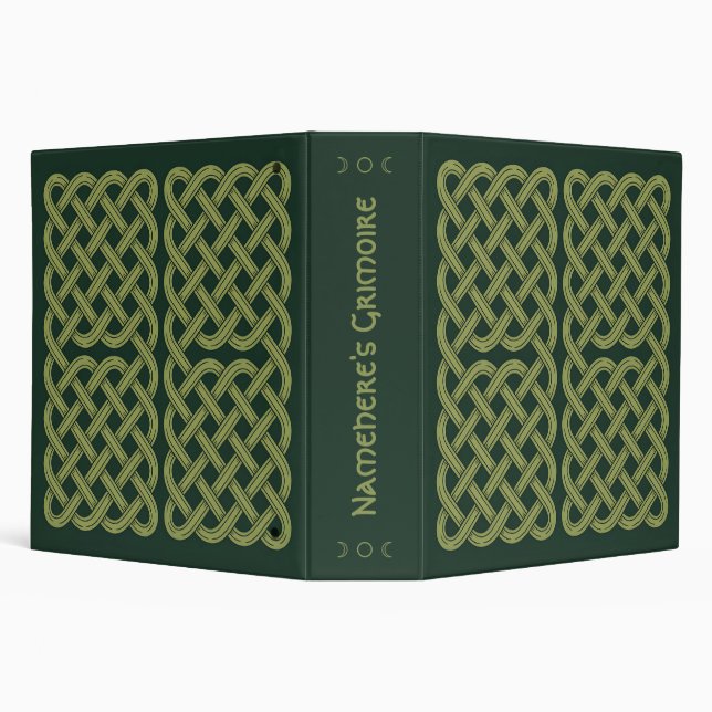 Create Your Own Lime Green Celtic Knotwork 3 Ring Binder (Background)