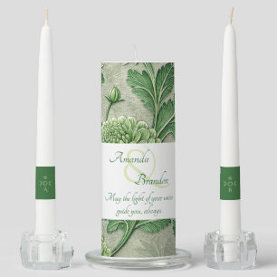 Create Your Own Lime Green Mums Vintage Floral Unity Candle Set
