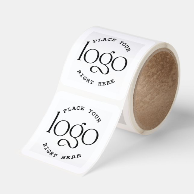 Create Your Own Logo Custom Business Modern White Square Sticker (Roll)